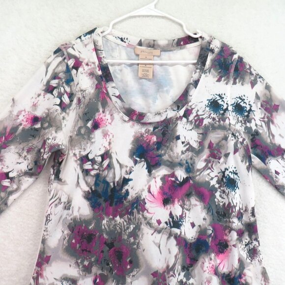 Philosophy Shirt Womens Size Extra Large Floral Asymmetrical Hem Tunic - Picture 2 of 9
